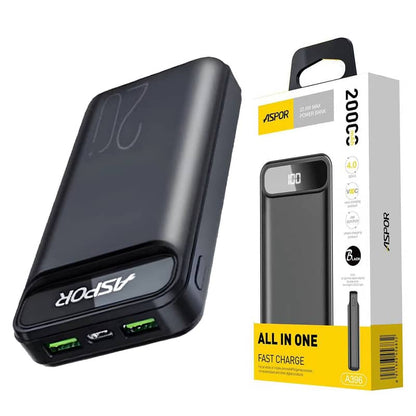 Aspor A396 PD 20000mAh Digital Display Power Bank 22.5W